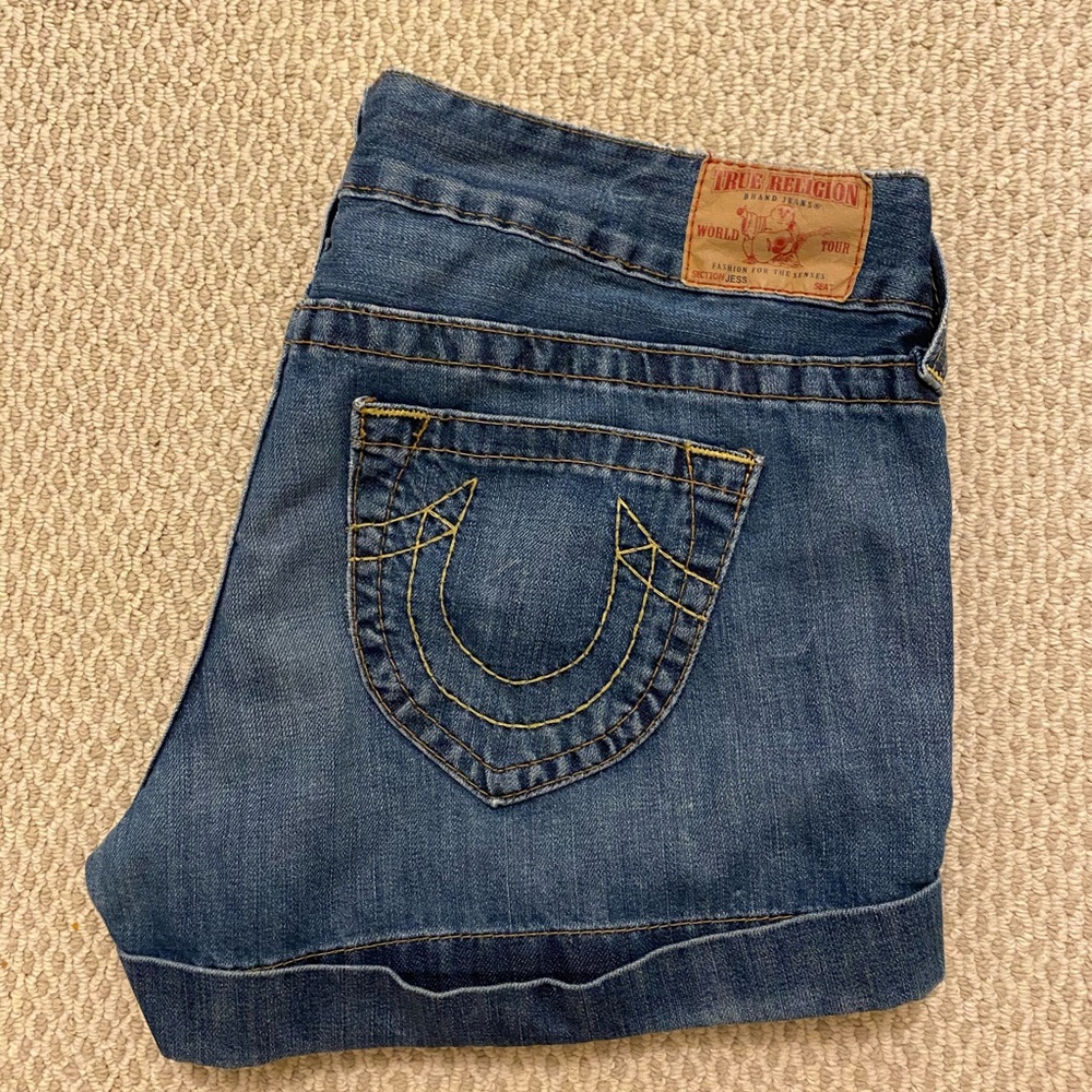 True Religion cuffed Jean shorts